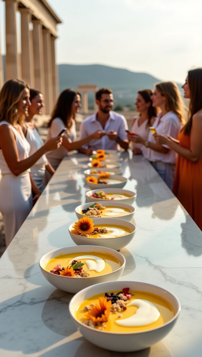 Φωτογραφία χρυσού μπολ με γιαούρτι και φέτες μπανάνας